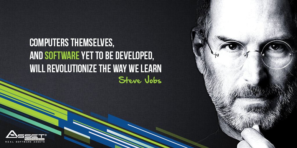 ASSETTechGroup's tweet photo. "#Computers themselves, &amp; #software yet to be developed, will revolutionize the way we #learn"
#SteveJobs
#ASSET #ASSETQuotes #QuoteofTheDay https://t.co/wGGb6KTPOs