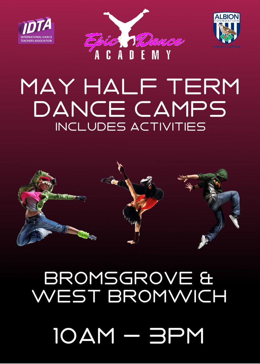 EpicDance2012's tweet photo. May Half Term for Epic Dance Academy!!
#sandwell #bromsgrove #Epic #dance #albionfoundation @WBAFoundation https://t.co/P71lJZYecI