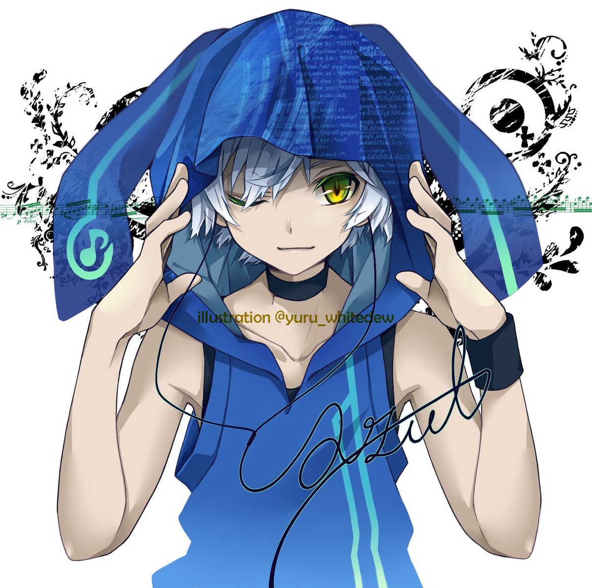 蒼茉ゆる Azulさん Azul Sing のアイコンのキャラに惹かれたので 許可取って描いてみました 自己流アレンジしてるし迷走したのでなんか全然ダメな気しかしないですが ご本人から かっこいい って言って頂けたのできっと大丈夫 たぶん大丈夫