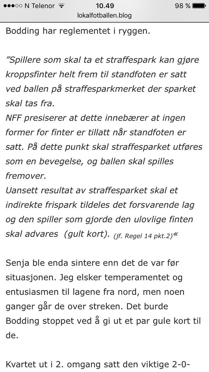Tenke Skedsmos skribent bør få sjekka opp ka standfoten e. #3div #skedsmo #fksenja #regionligaen #kanedvartsenfådømmeregionliga?