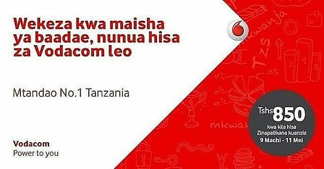 JescaRoda's tweet photo. #WekezaNaVodacom Unachotakiwa ni kuwa na elfu 85,000/= tu, kuwa mmiliki wa Vodacom Tanzania.Hakika inatakupeleka kwenye malengo yako. https://t.co/xDYuc9ZE7i