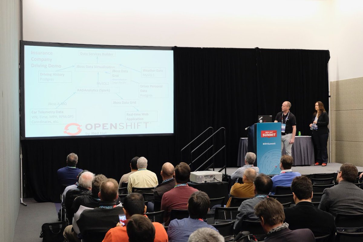jonested's tweet photo. Best #RedHatSummit yet! Enjoyed meeting with customers and presenting with @KimPalko about #BigDataAnalytics on #OpenShift. #datavirt https://t.co/PGlMocUHkD
