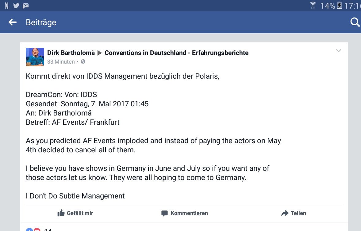 JacklesMorley's tweet photo. An email from IDDS to Dirk (who organizes a few cons in Germany) #AlwaysFanEvents https://t.co/cA2bTQGVI5