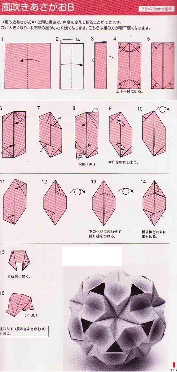 OrigamiFans's tweet image. Adobrasia: Diagrama Do Kusudama Flor De Assagao Ao Vento Tipo B