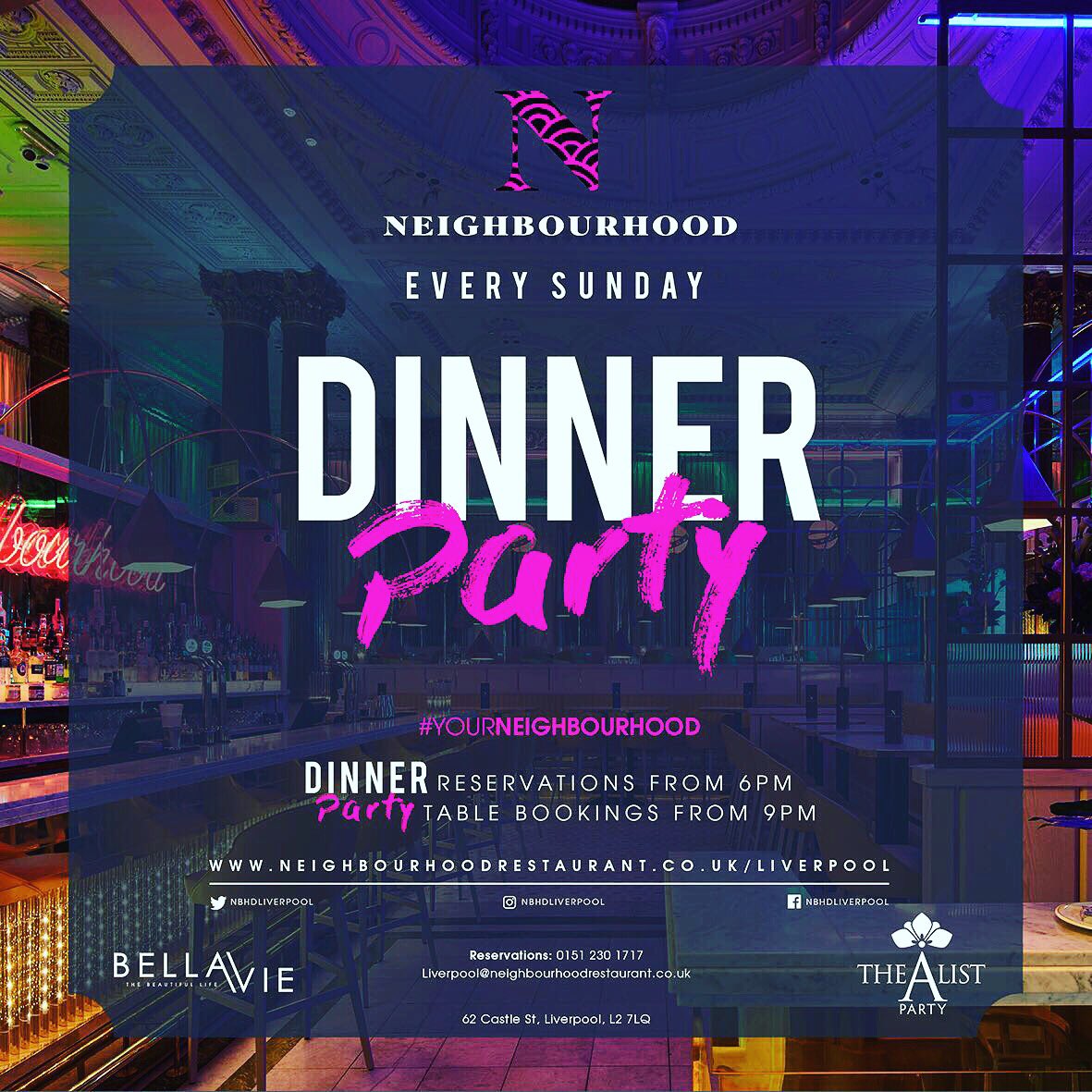 Sundays like this are why <a href="/nbhdliverpool/">NBHDLiverpool</a> is going to be so goood!!!

<a href="/BellaVieEvents/">BELLAvie</a> &amp; <a href="/TheAListParty/">هكر أخلاقي تقني سيبراني</a> launch DINNER PARTY 4th June 6pm - 1am