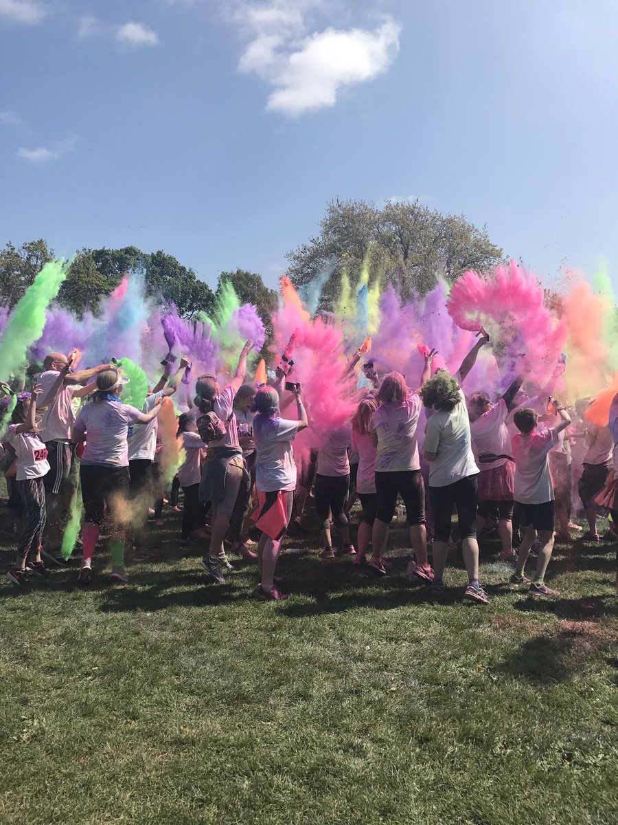 Wathalls's tweet photo. That's the end of the 5K #colourblastdash 🏅 well done to all the runners today! Raising money for a great cause @TLCentreuk https://t.co/a1VUTeQ0tK