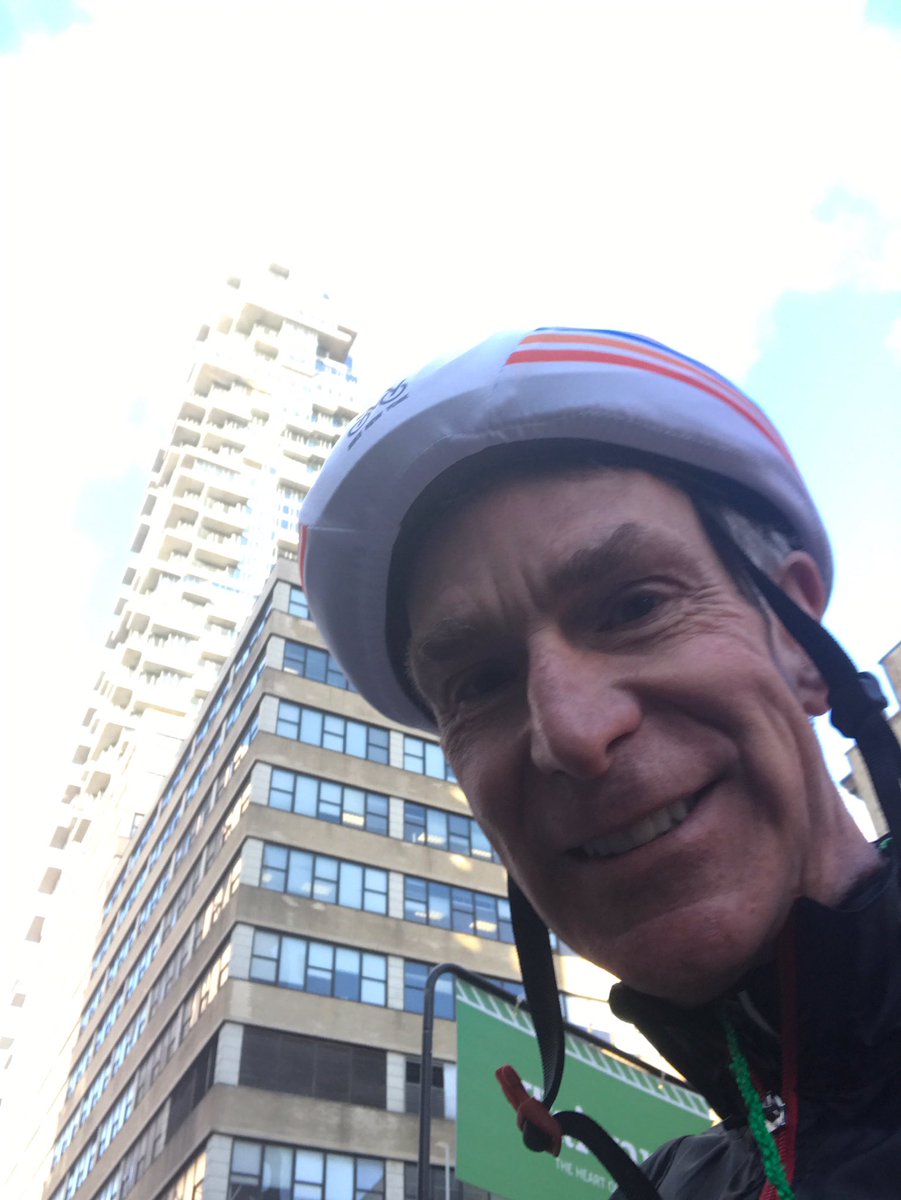 BillNye's tweet photo. Beautiful morning in NYC- 5-Boros Bike Ride! https://t.co/bmU7GxMkPt