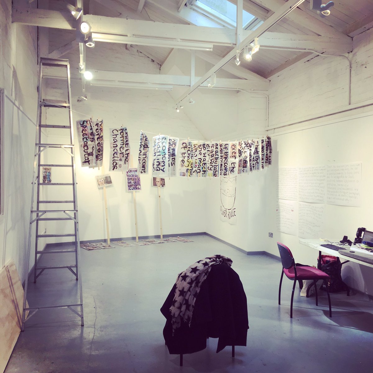 foxirving's tweet photo. #artstudio #chairwithaview #art #artist #newspaper #newprint #text #painting #subvert #thenorthisstrong https://t.co/nbhCE7MYbd