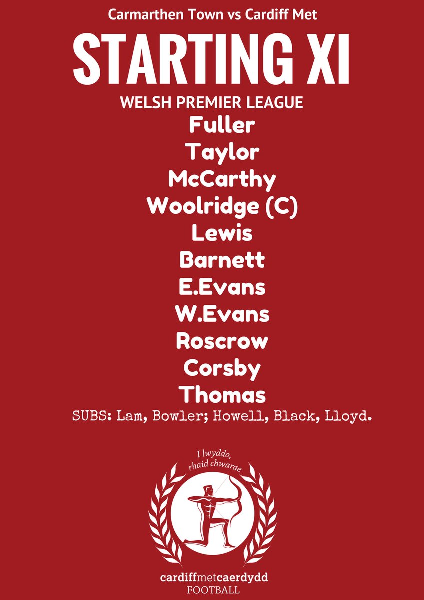 CardiffMetFC's tweet photo. Your #MET STARTING XI v @CarmarthenAFC - @WPL_Official - 07/05/2017 https://t.co/BvO2BdS2Gy