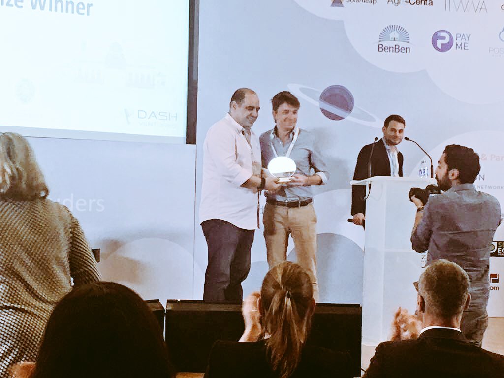democrance's tweet photo. So excited to receive the @fincluders prize from @ZainJo CEO Ahmed Hanandeh. To the start of a great journey together! https://t.co/WO2aFVwlIk