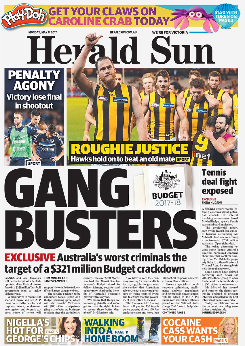 PaulTatnell's tweet photo. Tomorrow's @theheraldsun https://t.co/urgCQbh8iB