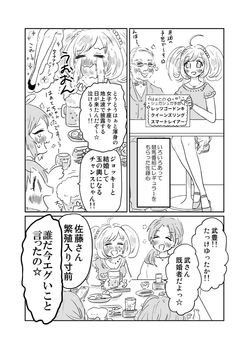 しゅがはと競馬番組の漫画 ギャップ