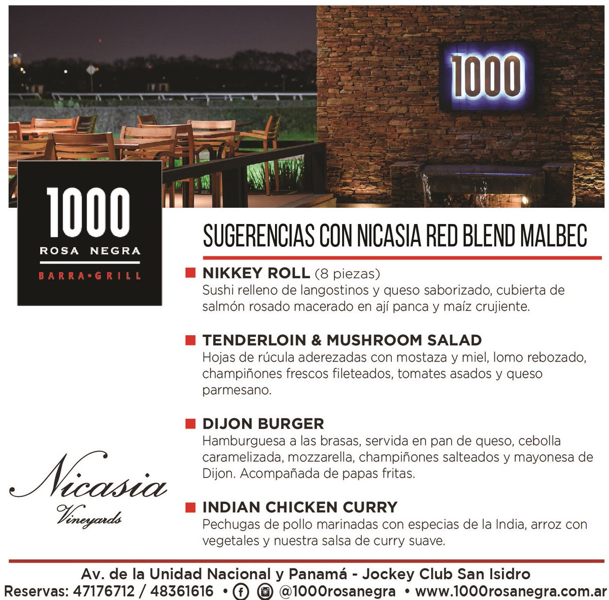 Increibles las sugerencias de <a href="/1000rn/">1000 ROSA NEGRA</a>  junto con #NicasiaVineyards 🍷No te lo podés perder!  #1000RosaNegra  #BarraGrill