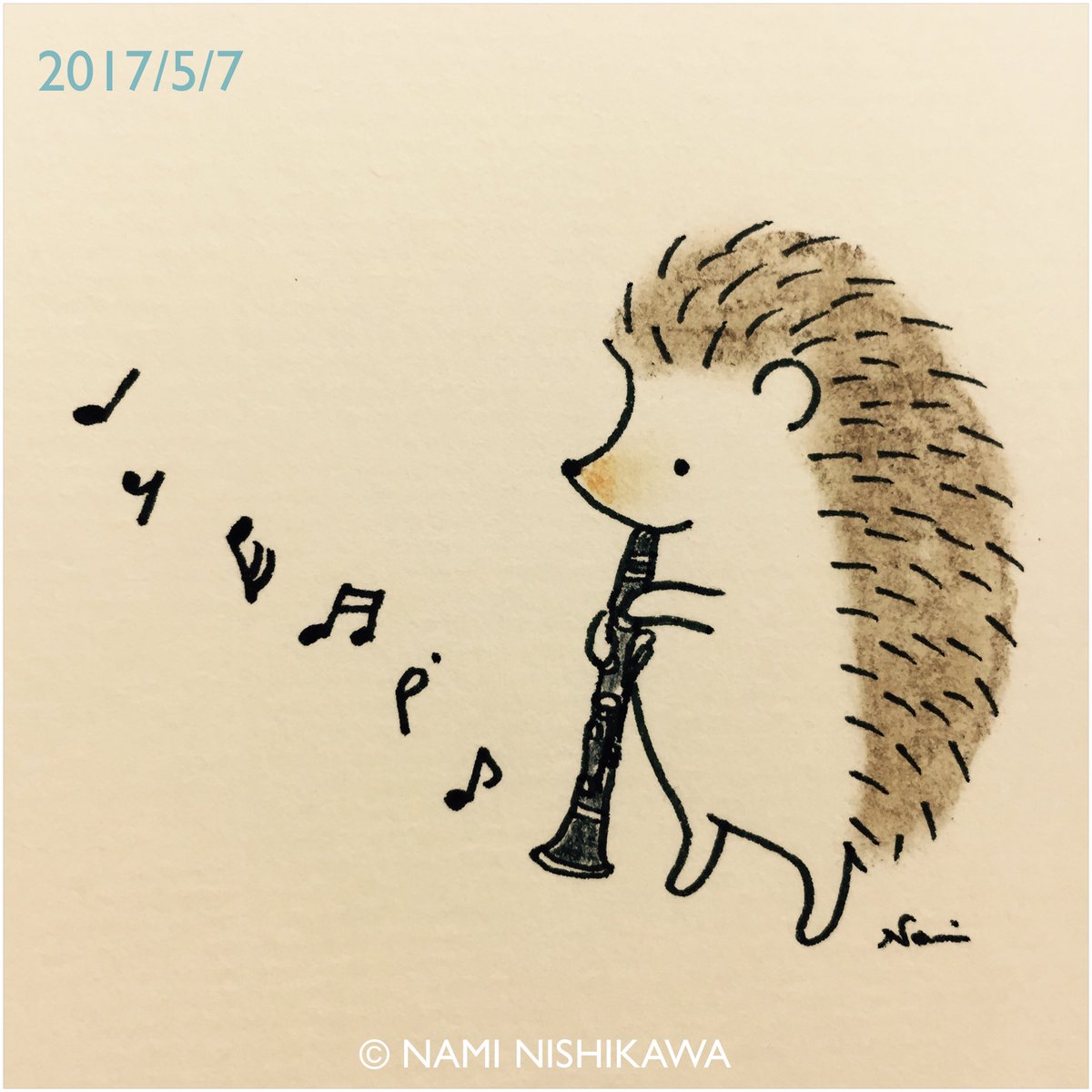 にしかわなみ なみはりねずみ 1169 クラリネット Clarinet Illustration Hedgehog Orchestra イラスト ハリネズミ オーケストラ なみはりねずみ