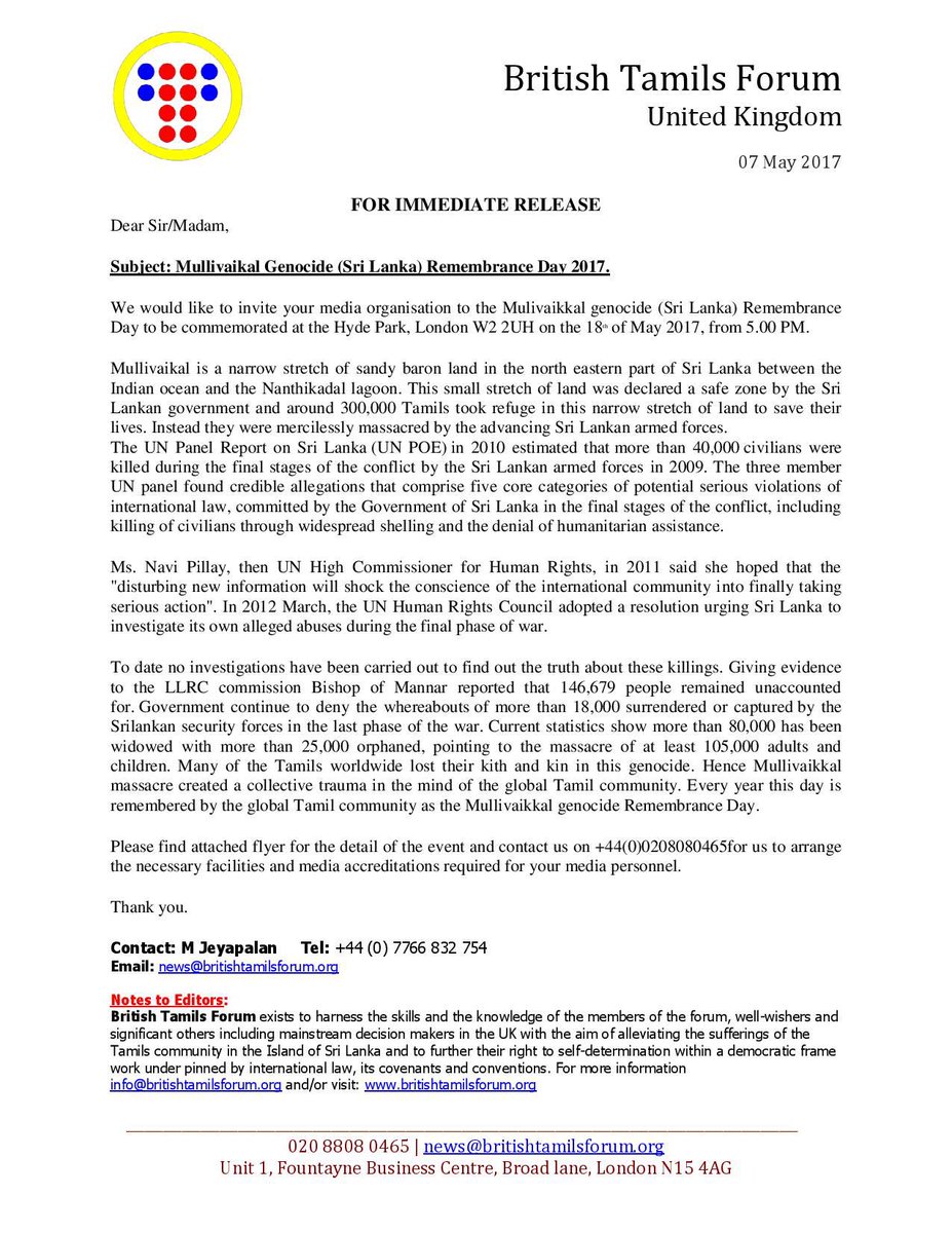 tamilsforum's tweet photo. Mullivaikkal Genocide Remembrance Day to be commemorated at the Hyde Park, London W2 2UH on the 18 May 17, from 5.00 PM. #srilanka #Tamil https://t.co/a6bUhCgtfR