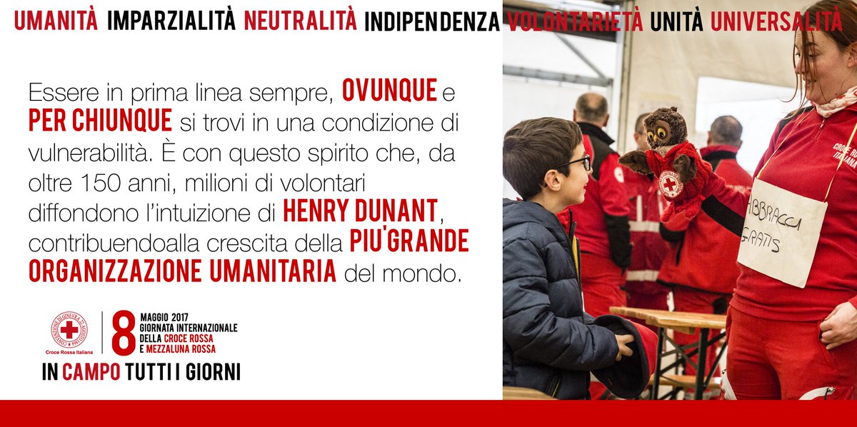 crocerossa's tweet photo. Essere in prima linea sempre, ovunque e per chiunque. Domani #8maggio festeggiamo la #CroceRossa e Mezzaluna Rossa! #UnItaliaCheAiuta https://t.co/NBqD1Ytz5z