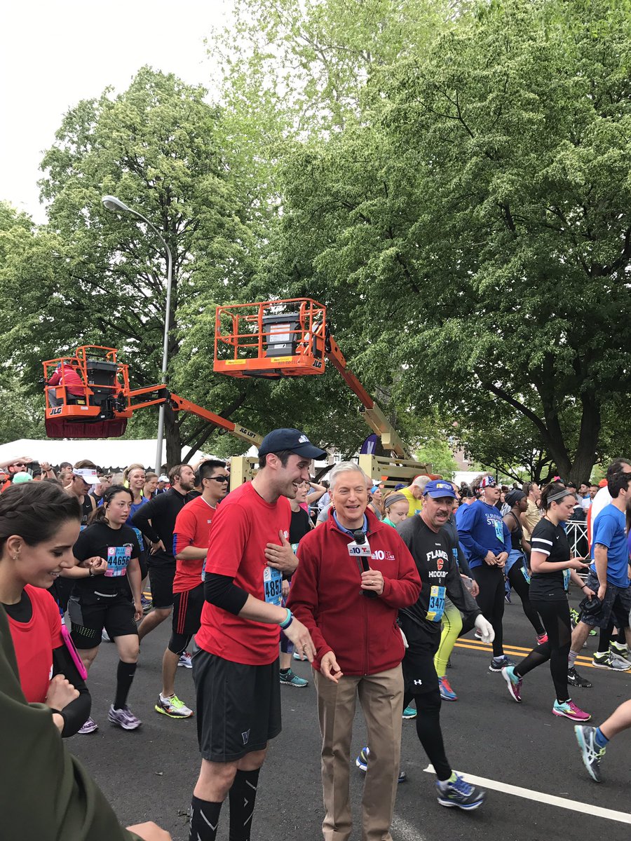 NBCPhiladelphia's tweet photo. NBC10s @ErinColemanTV @JessieBoyington and @KeithJones made it past the #ibxrun10 finish line! Great job #teamnbc10 ! https://t.co/sVd1Kl4jWy