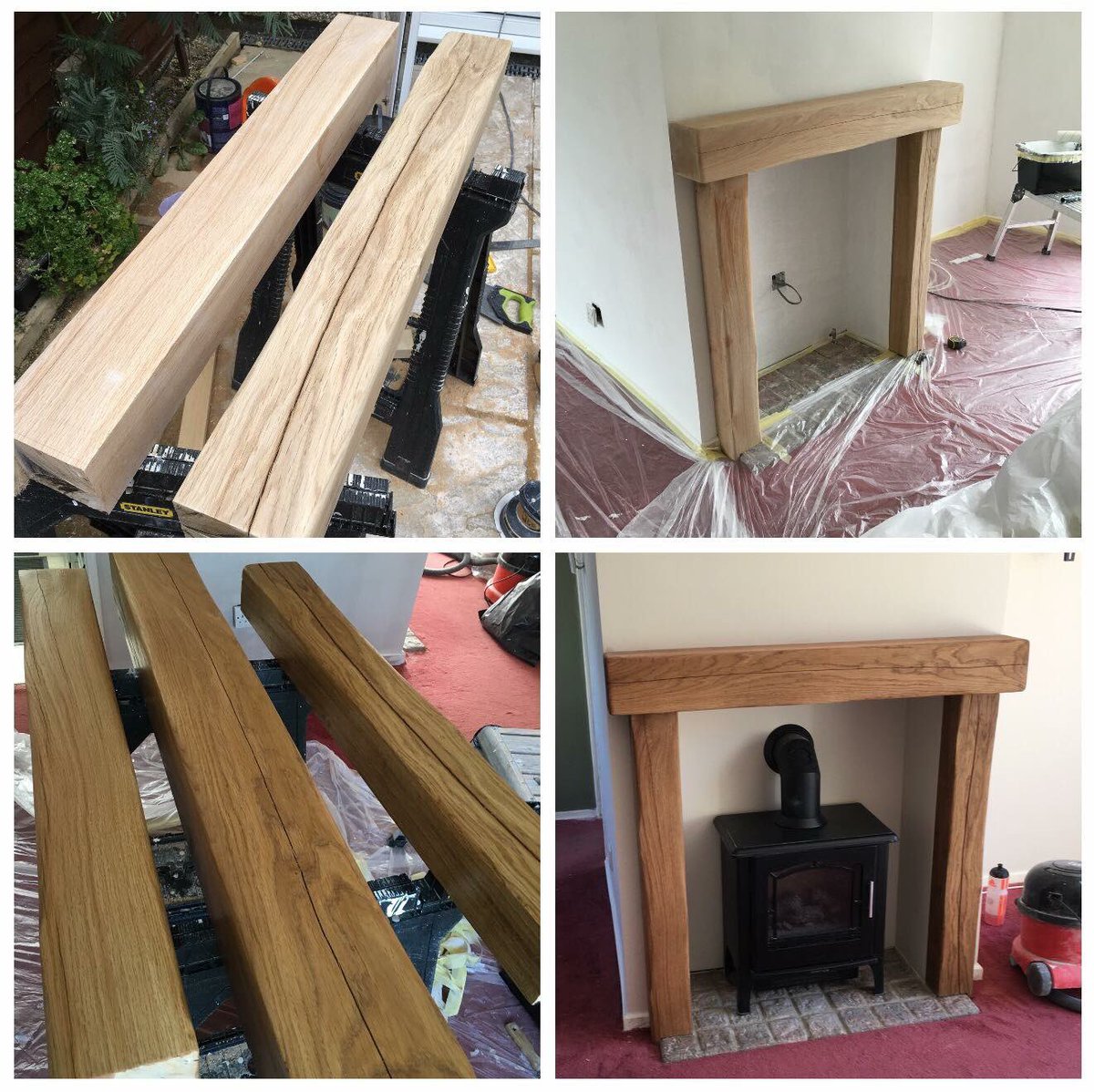 Oak fire place #interiordesign  #woodburner #oakfireplace
