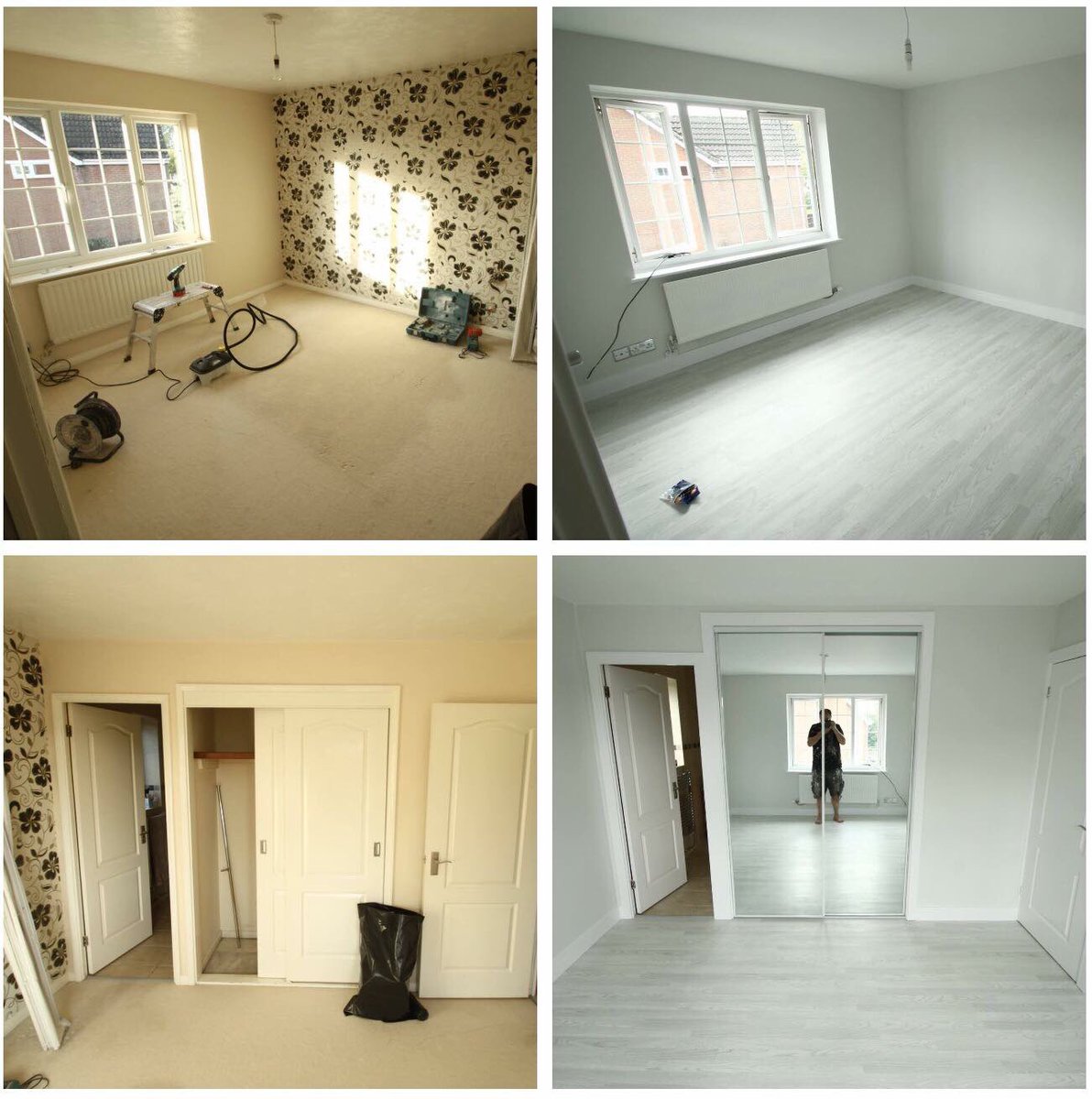 Bedroom remodelling, #builtinwardrobe <a href="/BandQ/">B&Q</a>  flooring and wardrobe doors