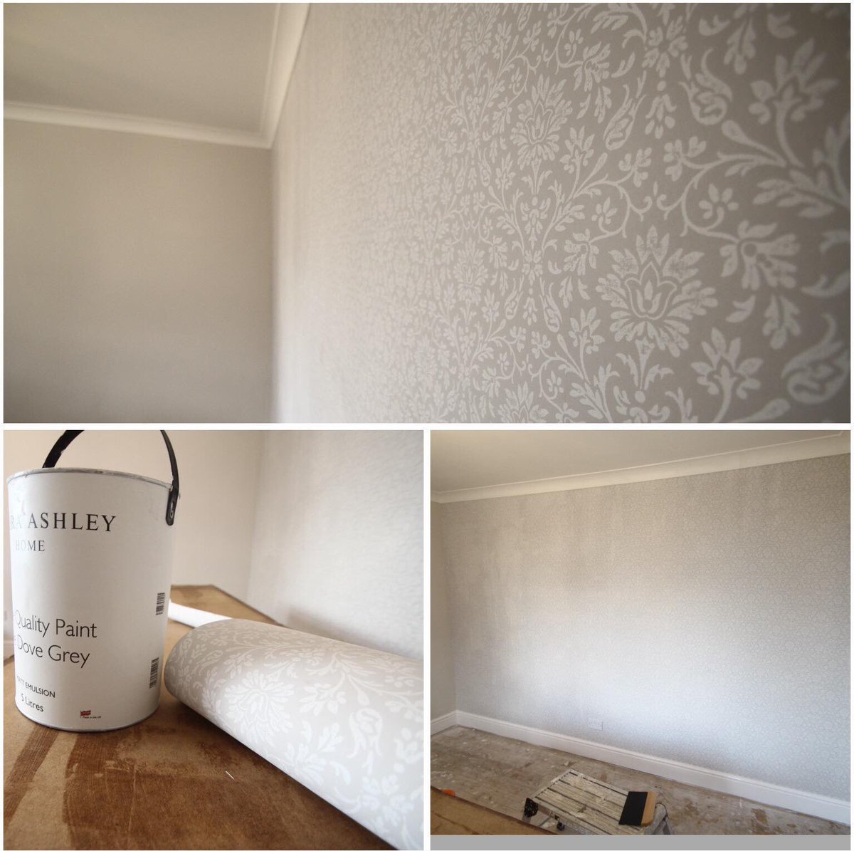 Front room in grey <a href="/LauraAshleyUK/">Laura Ashley</a> #paint and #wallpaper