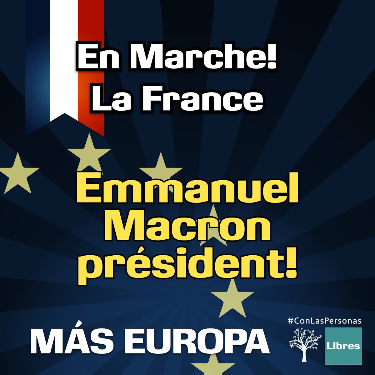 IVANGONZALEZes's tweet photo. Emmanuel Macron président! En Marche! La France. Plus Europe, félicitations @EmmanuelMacron. https://t.co/Md27twCHwq