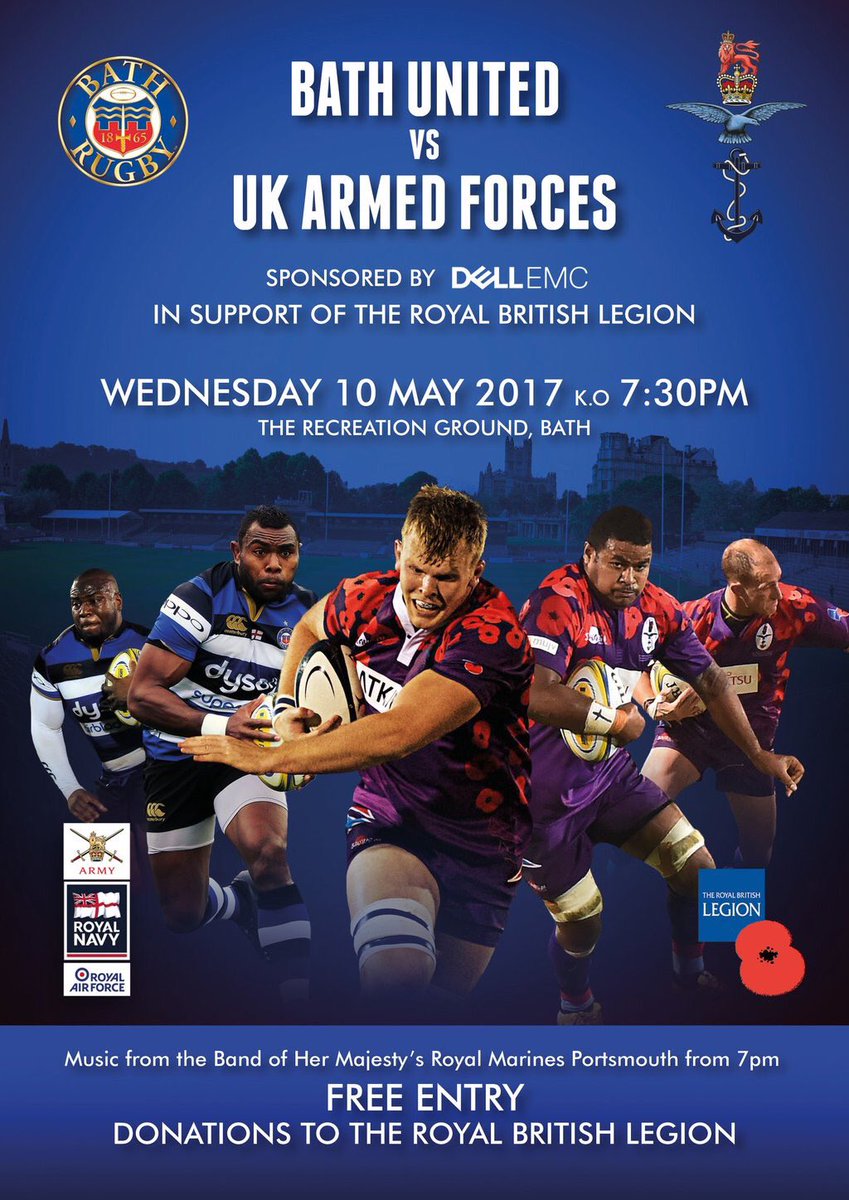 PoppySomerset's tweet photo. Sunday Monday Tuesday Matchday can't wait till Wednesday @UKAFRugby v @bathrugby #FilltheRec suggested donation entry of £5 to #poppyappeal https://t.co/KyxIKkAnSe