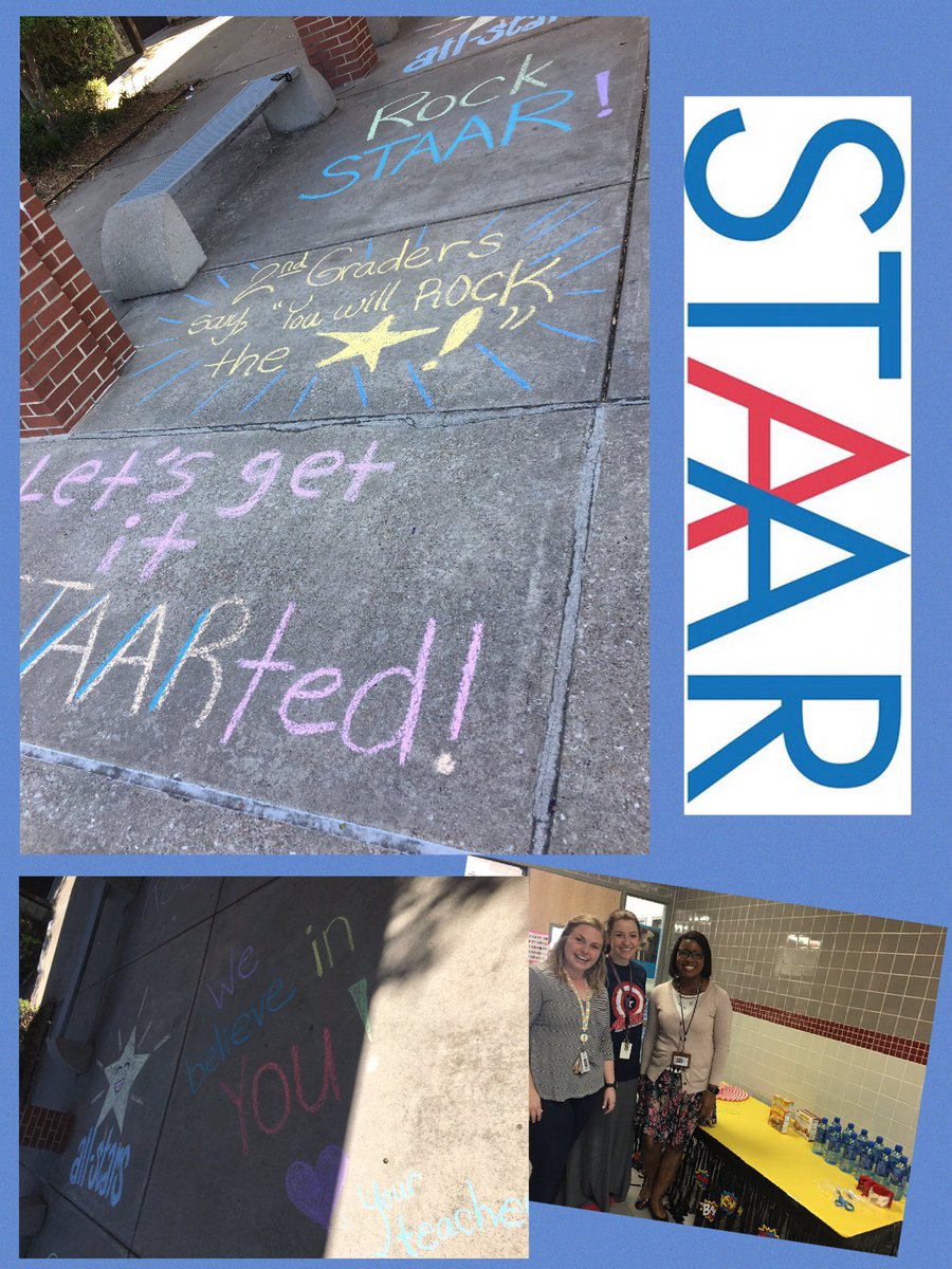 AbbettPTA's tweet photo. Sidewalk encouragement for our #AllStars, snacks for our test admins ~ we are ready and your kiddos are ready! #LetsDoThis #AllSTAARs https://t.co/V25J7J6KBH