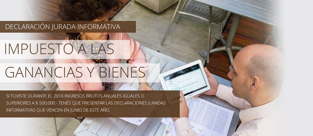 Admcreativa's tweet photo. Si tuviste durante el 2016 ingresos brutos anuales de $ 500000 o + tenés que presentar las declaraciones juradas de Ganancias y B.Personales https://t.co/7qewuNdK8L