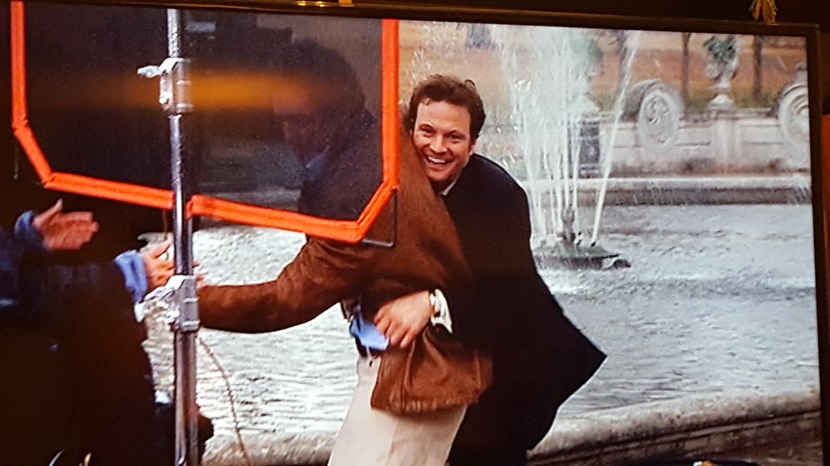 FIRTH_First's tweet photo. Colin #Firth and Hugh #Grant in Bridget Jones, The Edge of Reason - Awesome Behind the fight scene pix. #ColinFirth is having so much fun😂😄 https://t.co/P57kDImrMX