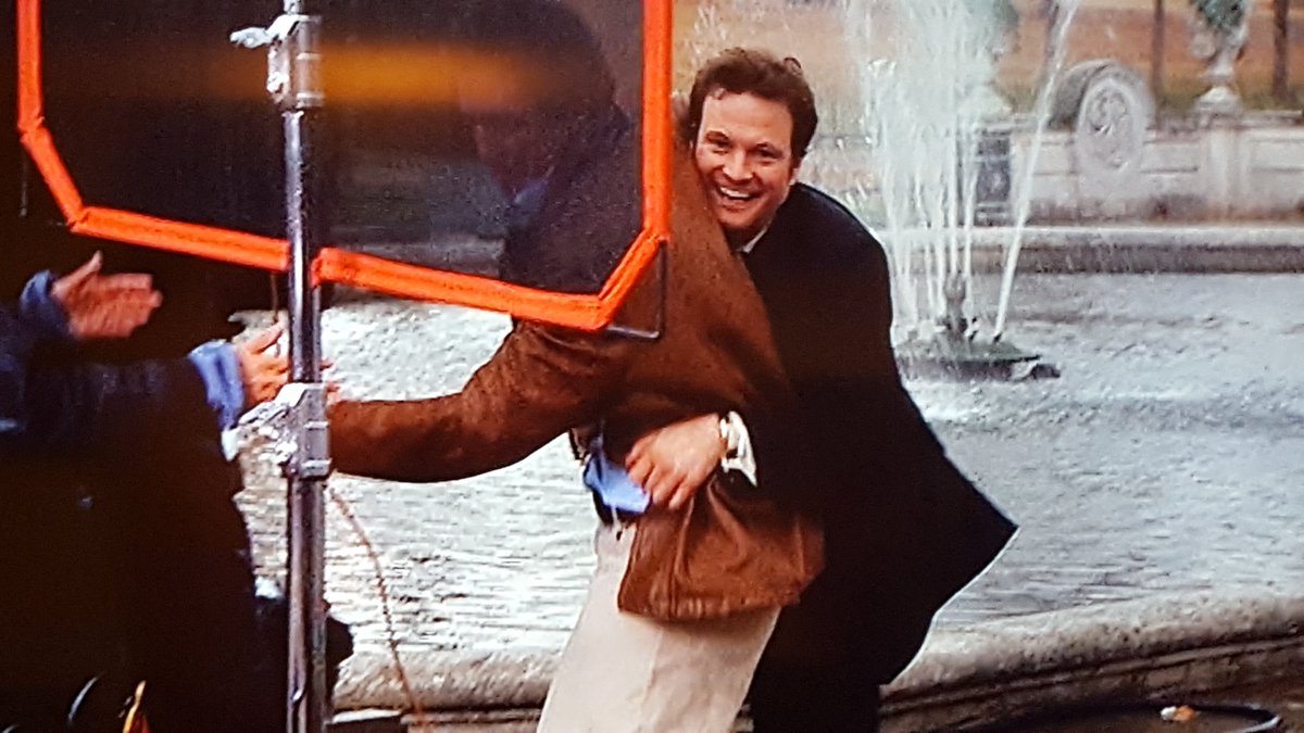 FIRTH_First's tweet photo. Colin #Firth and Hugh #Grant in Bridget Jones, The Edge of Reason - Awesome Behind the fight scene pix. #ColinFirth is having so much fun😂😄 https://t.co/P57kDImrMX