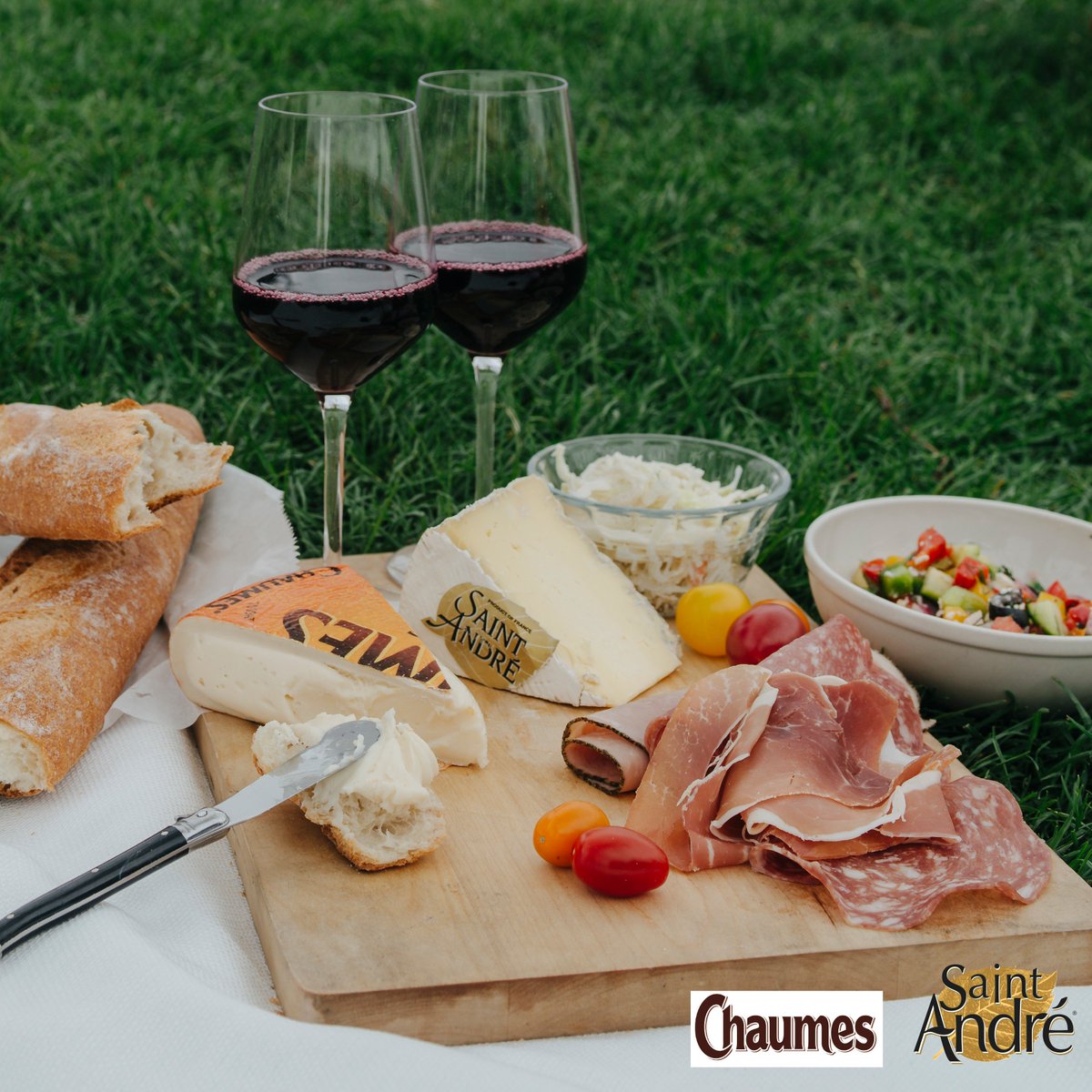 IDFCheese's tweet photo. Let’s get some fresh air! Bring your Chaumes® and Saint Andre® cheese for a tasty picnic. #cheesefun #cheeseplate https://t.co/HRHAneCp2p