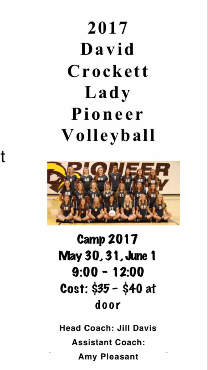 You can register online at www.wcde/Davidcrockett/athletics/volleyball