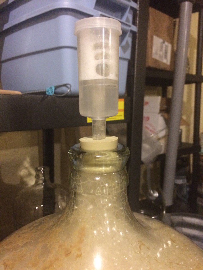 trsttocs's tweet photo. Blow off tube in order I guess. Big Brew Day Saison is off to the races #homebrewproblems @ALESclub https://t.co/KGBj2AewrB