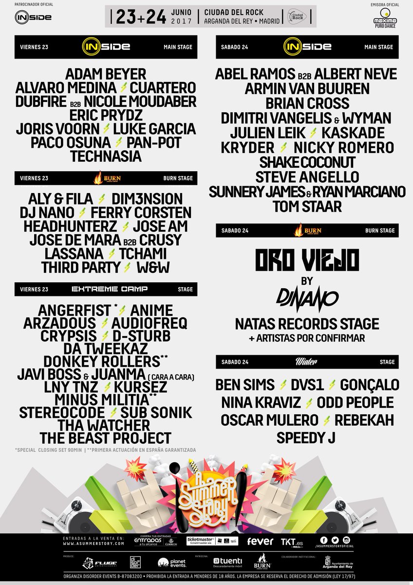 ASummerStoryOfi's tweet photo. RT. Sorteo 2 ABONOS. Así queda #ASummerStory2017 por días y escenarios. Últimas entradas al precio actual en https://t.co/fUp0kLEkTd https://t.co/yCAEe0B6sJ