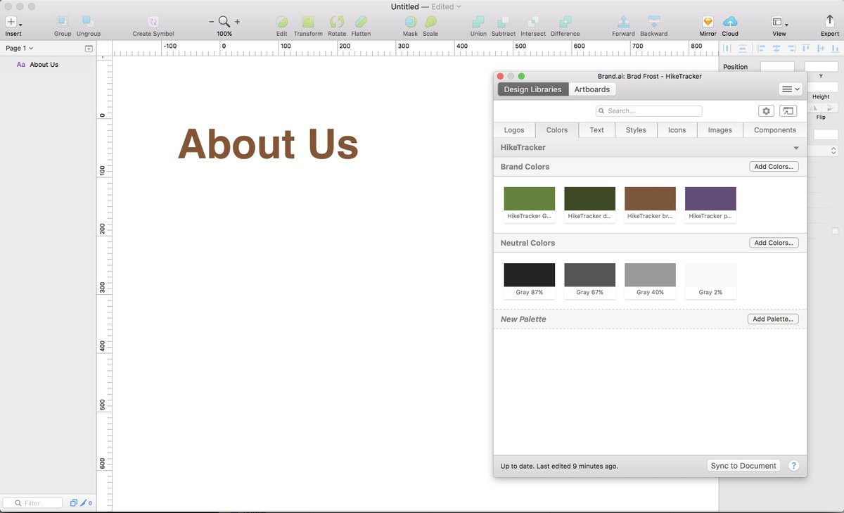 Brand.ai color tokens syncing to Sketch