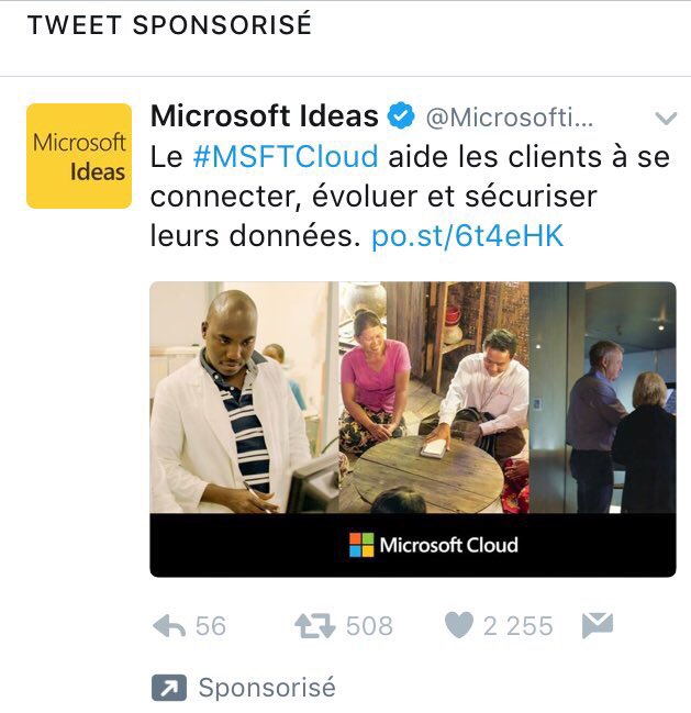 bretsinkler's tweet image. Ce tweet sponsorisé de #MSFTCloud en plein #MacronLeaks a des allures de troll