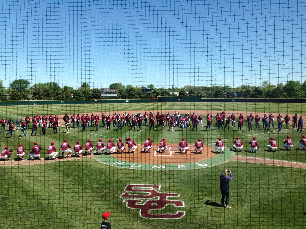 NCAADII's tweet photo. Saint Joseph's is wrapping up its 122nd season at Gil Hodges Field. 

Day started with 120 ceremonial first pitches. (via @ScottDMcCauley) https://t.co/PVt4wz8suJ