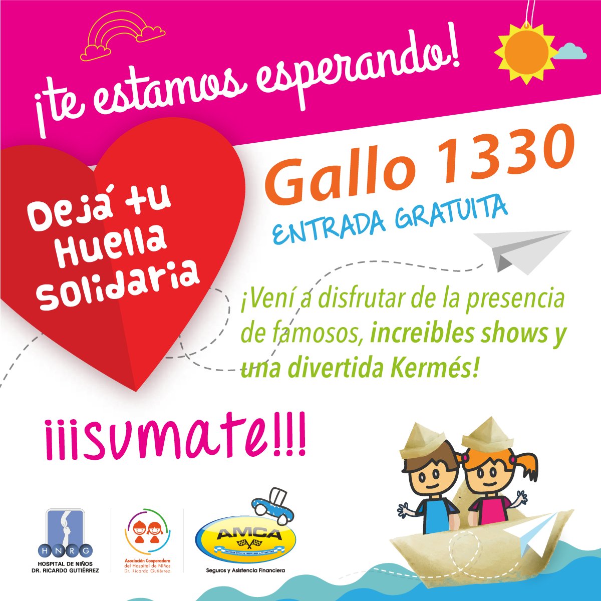 #TeEstamosEsperando #MegaFestivalSolidario2017#Shows #Famosos y mucha solidaridad! #EntradaGratuita Gallo 1330 #HospitalGutierrez