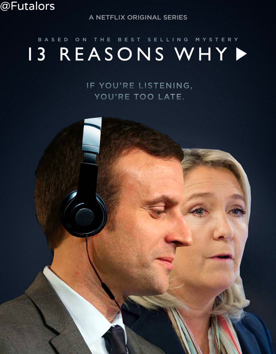 Futalors's tweet photo. "Salut, c'est Marine, Marine Lepen. Inutile de régler... ce sur quoi tu écoutes ça. C'est moi en direct et en stéréo." #Presidentielle2017 https://t.co/noXJbdJsZc