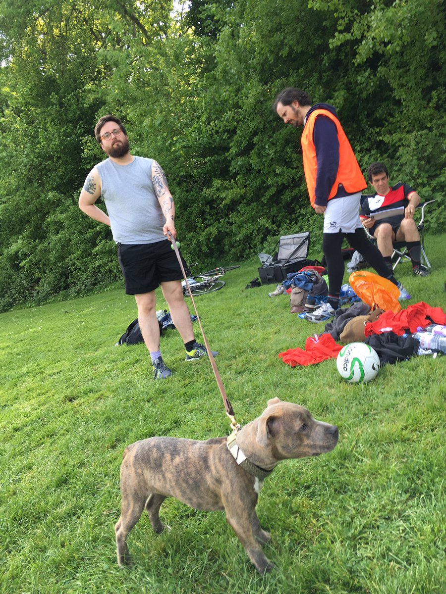 Captain <a href="/johnneh/">Johnny Chiodini</a> and mascot Watson enjoying the first day of <a href="/Volfsball/">Volfsball</a> and a memorable win for <a href="/WFDetectives/">W. F. Detectives</a>