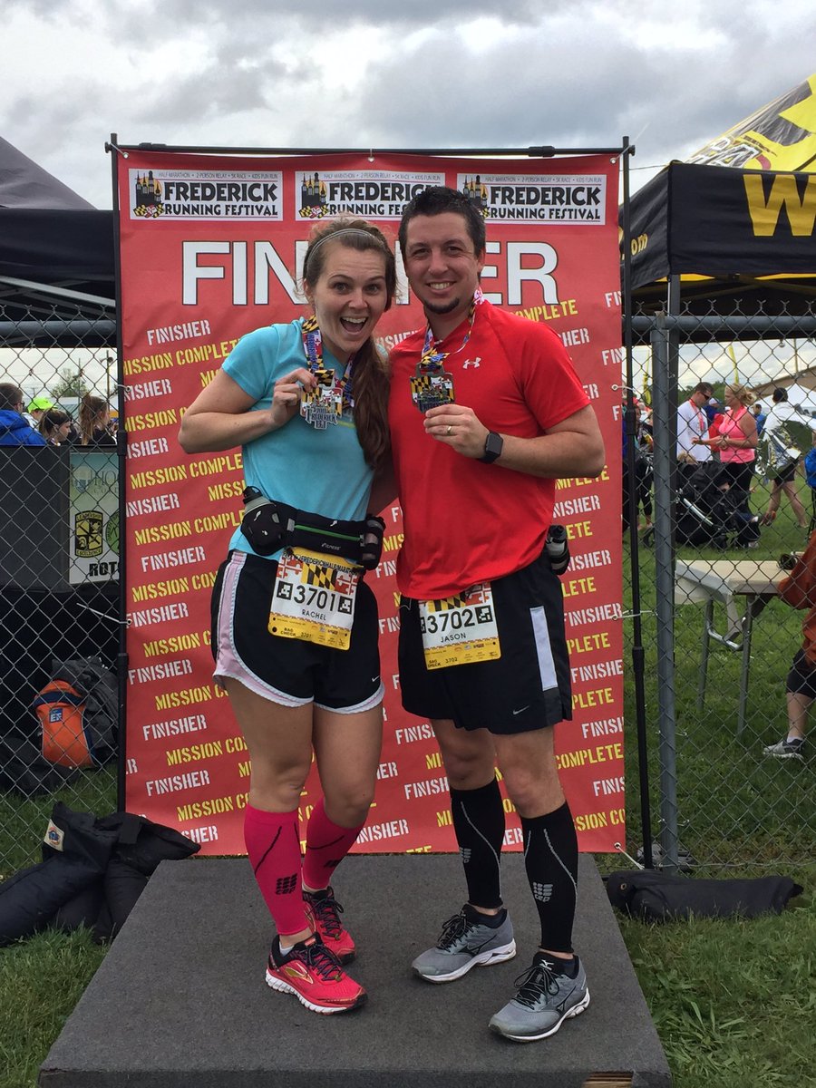 RAWolohan's tweet photo. 13.1 at @RunFrederick AND a PR to boot 🎉🏃🏼‍♀️🏃#MDrunner #couplesthatruntogetherstaytogether https://t.co/FSGQQc2m2d