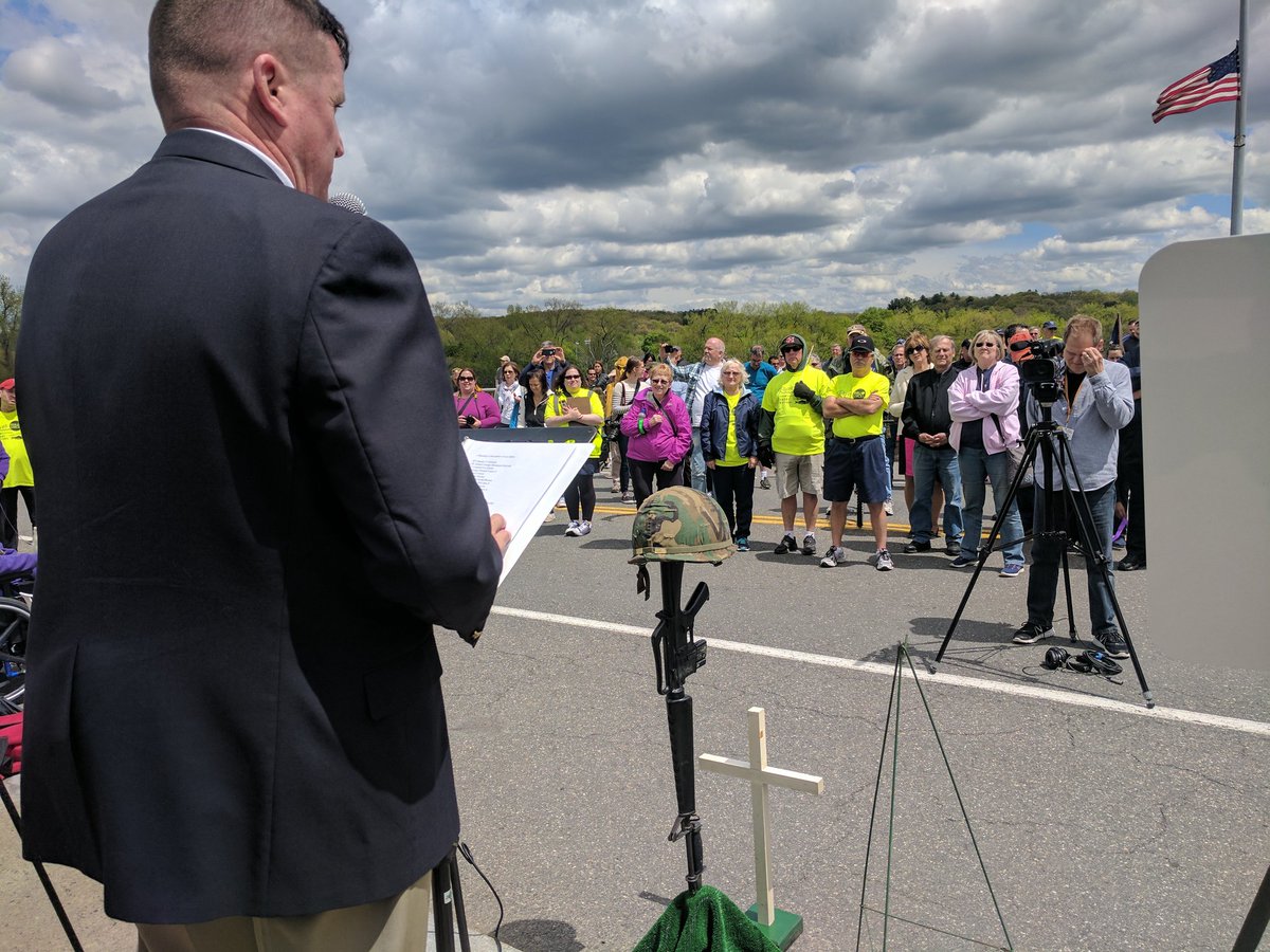 Urena's tweet photo. A great time in Western Mass at the Re-dedication of the Holyoke-South​ Hadley Vietnam Veterans Memorial Bridge as part of #RiverStroll https://t.co/hqiW3ksbli