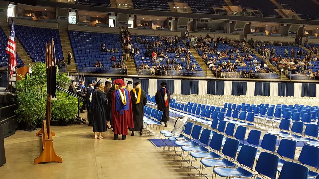 Vern2go's tweet photo. 1 hr before graduation and faculty and students get there  instructions for the ceremony. https://t.co/kxpRdhbwWW