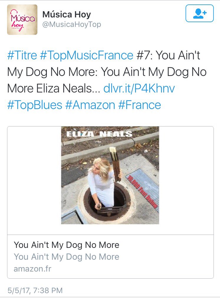 ElizaNealsRocks's tweet photo. ThankYou #TopMusicFrance #7 is #YouAintMyDogNoMore by #ElizaNeals #TopBlues #Amazon #France @MusicaHoyTop @AmazonFRA https://t.co/75nH9JlN9v