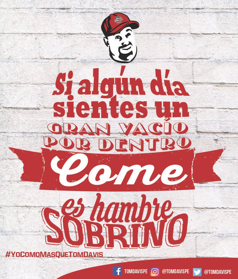 TomDavisPe's tweet photo. Las cosas sencillas de la vida sobrino. Ánimo! Buen domingo!! #YoComoMasQueTomDavis #TomDavisLife https://t.co/MfzwLyN4eU