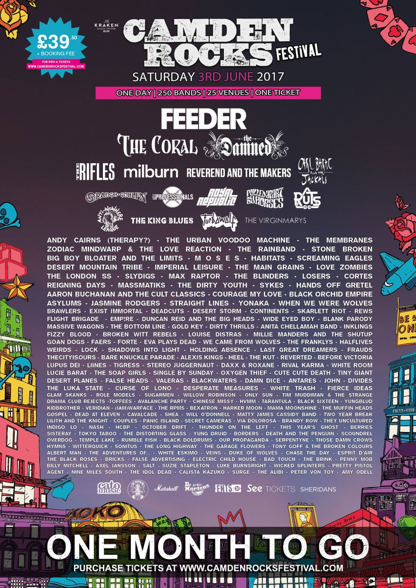 May/June:

May 26th - Mello Festival
May 27th - LeeStock
May 27th - Three Wise Monkeys
May 28th - TSOC Fest
June 3rd - Camden Rocks Festival