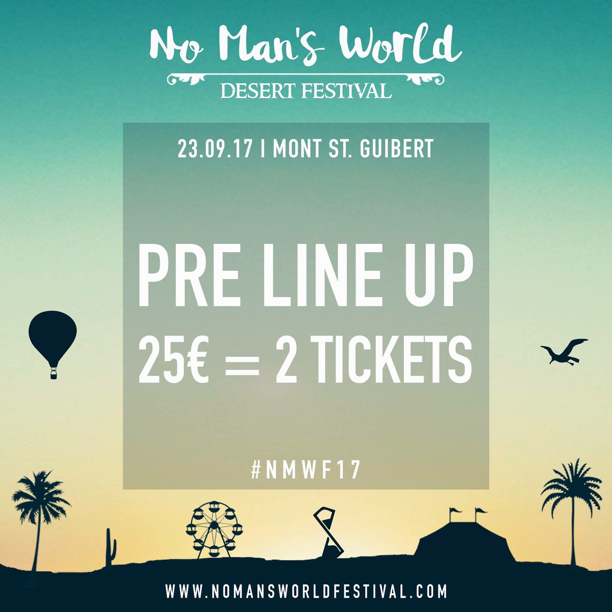 Get your tickets now ! ⌛️ pre Line up tickets 1+1 for free 🎉 nomansworldfestival.com