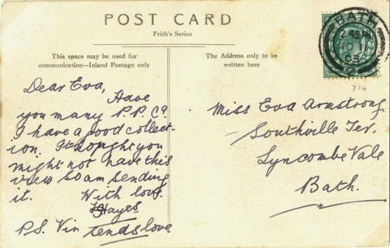 A beautiful postcard sent in 1983 to Miss Eva in Bath! We wonder who the lovely Eva was...