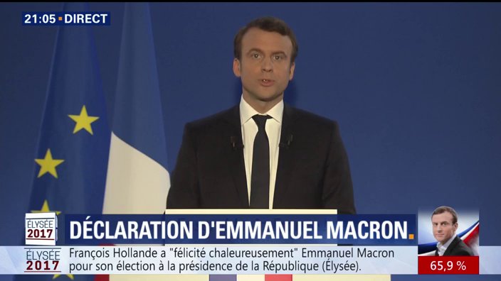 BFMTV's tweet photo. #Présidentielle2017 "Je veux adresser un salut républicain à Mme Le Pen" dit @EmmanuelMacron

📺https://t.co/LIEhlp6yN7 https://t.co/lLYb2eryUL