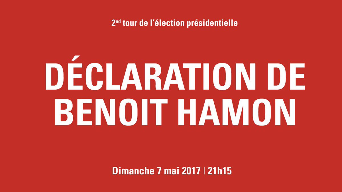 benoithamon's tweet photo. A 21h15, je m'exprimerai sur les résultats du second tour, retrouvez-moi en direct sur https://t.co/VXlMoEjRoZ https://t.co/DQ1I9fDQG7